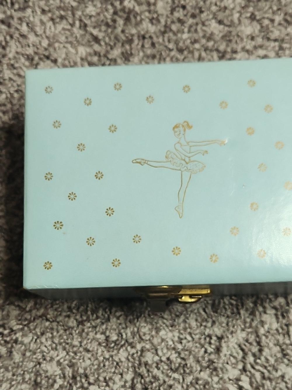 Blue 1950's Jewelry Box with Gold Ballerina Accent Vintage